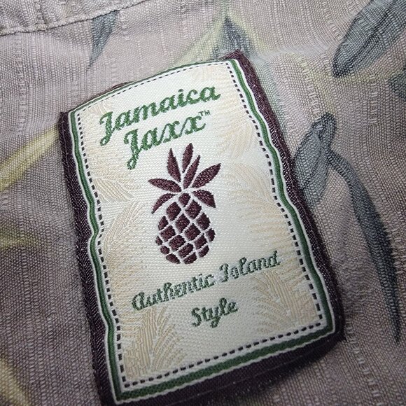 Jamaica Jaxx Mens 2XL XXL Brown Button Down Shirt Bamboo Print Short Sleeve - Picture 3 of 9